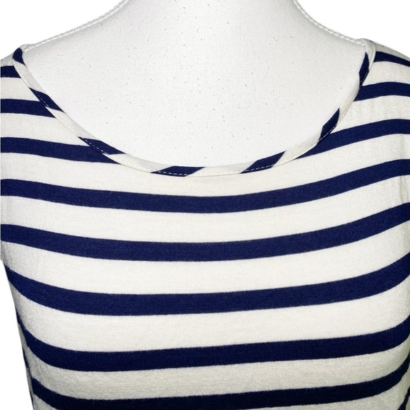 Everly Navy and White Striped Women's Tank Top with Tassels - Picture 4 of 12